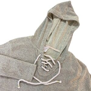 SOUTHERN SPIRIT Hoodie Womens Small Green Pullover Lace Up Lightweight Terry‎